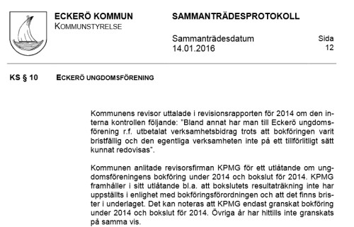 Eckerö anmäler ungdomsförening